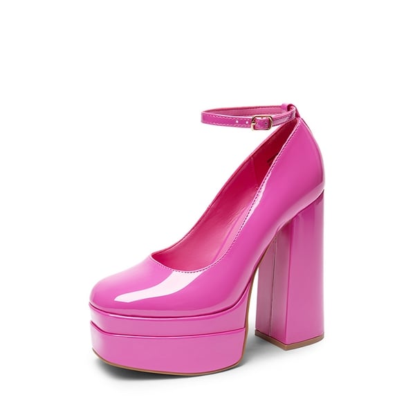 Women's High Heel Platform Pumps - HOT PINK-PAT -  0